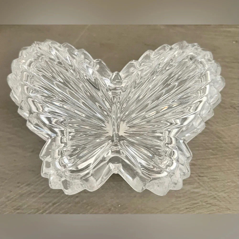 Gorham Lead Crystal Butterfly Trinket Dish